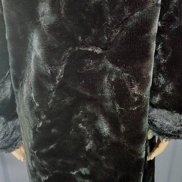Vintage 90s Y2K Black Full Length Faux Fur Coat Size M Plush Velvety Glam Winter - Picture 10 of 13